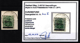 Saargebiet 4a II Gestempelt Auf Briefpapier Mit Kurzbefund Ney #NA909 - Memelgebiet 1923