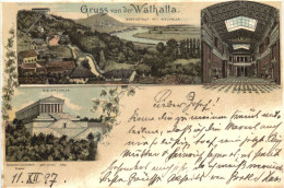 Regensburg - Gruss Von Der Walhalla - Litho - Regensburg