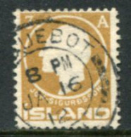 ICELAND 1911 Sigurdsson Centenary 3 A. Used With Paquebot Cancellation.  Michel 64 - Used Stamps