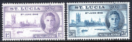 ST SANTA LUCIA 1946 - 1er ANIVERSARIO DE LA VICTORIA II GUERRA MUNDIAL - YVERT 122/123* - St.Lucia (...-1978)