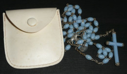 Ancien Chapelet Perles / Grains Et Belle Croix Plastique Bleu Médaille Christ - Religion &  Esoterik