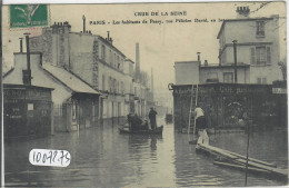 PARIS XVI EME- INONDATIONS DE 1910- PASSY- RUE FELICIEN DAVID- EN BATEAU - Überschwemmung 1910