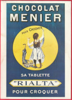 Publicité Sur Grande CP - Chocolat Menier - Sa Tablette ''Rialta'' (Recto-Verso) - Publicité