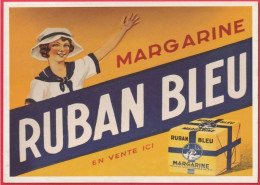 Publicité Sur Grande CP - Margarine Ruban Bleu (Vers 1925) - Publicité