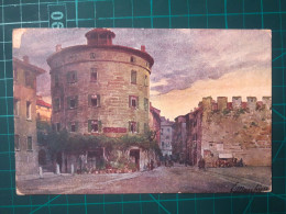 CARTE POSTALE, ART, PAYSAGES ;   Belle Carte Aux Douces Couleurs Pastel D'une Peinture D'un Bâtiment Cylindrique En Briq - Malerei & Gemälde