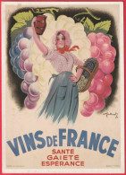 Publicité Sur Grande CP - Vins De France (Galland 1937) - Werbepostkarten