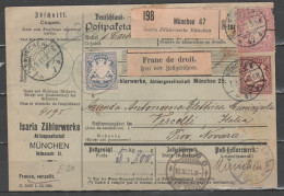 Bayern 1911 - Paket Karte Von München Nach Italien Mit 1 M., 50 Pf. Und 20 Pf. - Covers & Documents