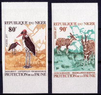 Niger 1977, Antilopes, Birds, 2val IMPERFORATED - Andere & Zonder Classificatie