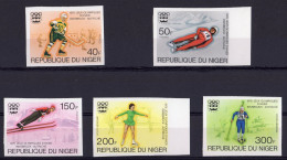 Niger 1976, Olympic Games In Innsbruck, Skiing, Skating, Hokey, 5val IMPERFORATED - Skisport