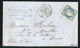 Rare Lettre De Paris Pour Tours ( 1875 ) Avec Un N° 60 - Etoile 23 & Cachet à Date Paris R.   Aligre - 1849-1876: Classic Period