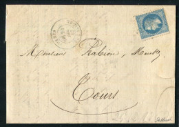 Rare Lettre De Paris Pour Tours ( 1869 ) Avec Un N° 29 - Etoile 23 & Cachet à Date Paris Rue Aligre - 1849-1876: Klassik