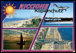 ÄLTERE POSTKARTE RICCIONE PANORAMA SONNENUNTERGANG DELPHIN-SHOW Delfin Dolphin Dauphin Cpa Postcard Ansichtskarte AK - Dolphins