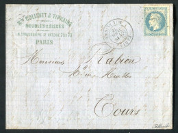 Rare Lettre De Paris Pour Tours ( 1870 ) Avec Un N° 29 - Etoile 23 & Cachet à Date Paris Rue Aligre - 1849-1876: Klassieke Periode