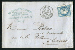 Rare Lettre De Paris Pour Tours ( 1874 ) Avec Un N° 60 - Etoile 23 & Cachet à Date Paris Rue Aligre - 1849-1876: Classic Period