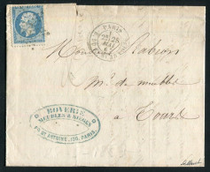 Rare Lettre De Paris Pour Tours ( 1864 ) Avec Un N° 22 - Etoile 23 & Cachet à Date Paris R. Du Fg St Antoine - 1849-1876: Classic Period