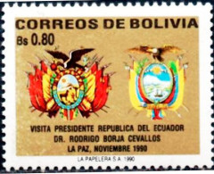 Bolivia 1990 CEFIBOL 1390 ** Visit Of The President Of Ecuador. Coats Of Arms Of Both Countries. - Bolivia