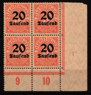 Deutsches Reich Dienstmarken 90 Postfrisch 4er Block Vom Eckrand #HT862 - Servizio