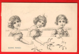 VBD-06 Bonne Année  Enfants Et Gui. Dessin.  Circ. 1907 - New Year