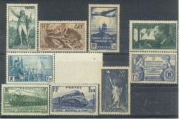 FRANCE - 1936/37, DIFFERENT STAMPS COMPLETE SET OF 9, (**). - Unused Stamps
