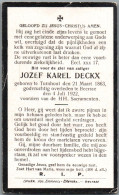 Bidprentje Turnhout - Deckx Jozef Karel (1863-1922) - Devotion Images