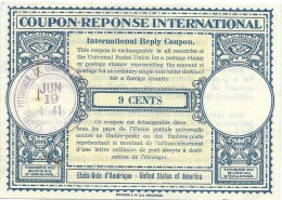 Stati Uniti USA. Coupon Réponse/reply Coupon Mod. Londra XIII A. Jun. 19 1941 Testo Inglese “all”, Non “any”. Leggera Pi - Oblitérés