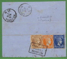 Ad0954 - GREECE - Postal History - French PAQUEBOT Postmark On COVER PIECE 1864 Piroscafi Francesi - Covers & Documents