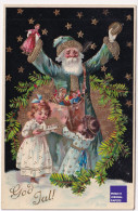 CPA Père Noël 1910s Father Christmas Postcard Suède Sweden Vintage Santa Claus Hiver Enfant Fille Jouet Poupée A74-57 - Santa Claus