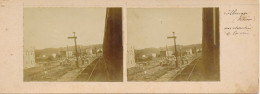 Photo Stéréo Amateur (6 X 17)  : Collonges - Un Chantier Sur La Voie - Chemin De Fer - Rail - (Ca 1910) - Stereoscopic
