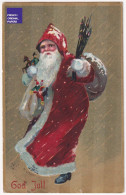 CPA Père Noël 1913 Father Christmas Postcard Suède Sweden Vintage Santa Claus Hiver Cloche Sapin Hotte A74-61 - Santa Claus