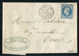 Rare Lettre De Paris Pour Tours ( 1867 ) Avec Un N° 29 - Etoile 23 & Cachet à Date Paris R. Du Fg St Antoine - 1849-1876: Classic Period