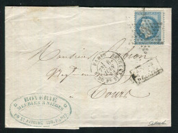 Rare Lettre De Paris Pour Tours ( 1868 ) Avec Un N° 29 - Etoile 23 & Cachet à Date Paris R. Du Fg St Antoine - 1849-1876: Klassik
