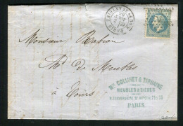 Rare Lettre De Paris Pour Tours ( 1868 ) Avec Un N° 29 - Etoile 23 & Cachet à Date Paris R. Du Fg St Antoine - 1849-1876: Période Classique