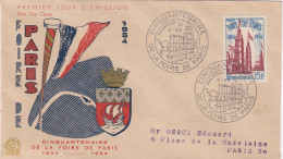 France FDC Y&T N°975  Foire De Paris  De 1954 PARIS - 1950-1959