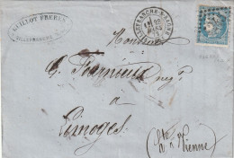 Lettre De Villefranche Sur Saône à Limoges LSC - 1849-1876: Période Classique