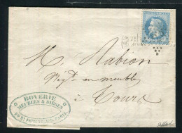 Rare Lettre De Paris Pour Tours ( 1868 ) Avec Un N° 29 - Etoile 23 & Cachet à Date Paris R. Du Fg St Antoine - 1849-1876: Classic Period