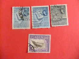 49 ADEN 1953 -1958 / MAPAS , SALINAS Y VISITA REAL / YVERT 53 + 54A + 56 + 63 FU - Aden (1854-1963)