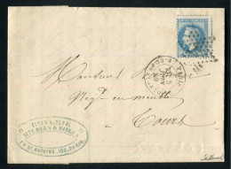 Rare Lettre De Paris Pour Tours ( 1869 ) Avec Un N° 29 - Etoile 23 & Cachet à Date Paris R. Du Fg St Antoine - 1849-1876: Classic Period