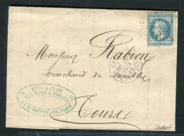Rare Lettre De Paris Pour Tours ( 1869 ) Avec Un N° 29 - Etoile 23 & Cachet à Date Paris R. Du Fg St Antoine - 1849-1876: Période Classique