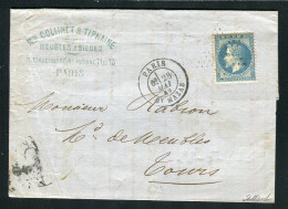 Belle Lettre De Paris Pour Tours ( 1869 ) Avec Un N° 29 - Etoile 30 & Cachet à Date Paris Bt Mazas - 1849-1876: Période Classique