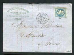 Belle Lettre De Paris Pour Tours ( 1869 ) Avec Un N° 29 - Etoile 30 & Cachet à Date Paris Bt Mazas - 1849-1876: Période Classique