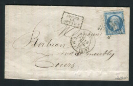 Belle Lettre De Paris Pour Tours ( 1865 ) Avec Un N° 22 - Etoile 21 & Cachet à Date Paris R. St Antoine - 1849-1876: Klassik