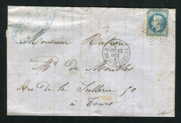 Rare Lettre De Paris Pour Tours ( 1867 ) Avec Un N° 29 - Etoile 23 & Cachet à Date Paris R. Du Fg St Antoine - 1849-1876: Klassik