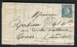 Rare Lettre De Paris Pour Tours ( 1871 ) Avec Un N° 37- Etoile 12 & Cachet à Date Paris Bd Beaumarchais - 1849-1876: Période Classique