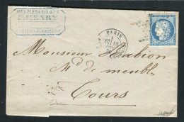 Rare Lettre De Paris Pour Tours ( 1872 ) Avec Un N° 60- Etoile 12 & Cachet à Date Paris Bd Beaumarchais - 1849-1876: Période Classique