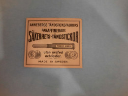 Old Vintage Big Matchbox Label Sweden Annebergs - Zündholzschachteletiketten