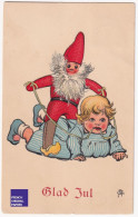 CPA Noël 1912 Christmas Postcard Suède Sweden Vintage Poupée Doll Santa Claus Lutin Nain Tomte Gnome God Jul A74-67 - Santa Claus