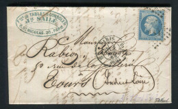 Belle Lettre De Paris Pour Tours ( 1862 ) Avec Un N° 22 - Cachet Lettres Romaines BS1 - 1849-1876: Classic Period