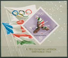Ungarn 1967 Olymp. Winterspiele Grenoble Block 62 B Postfr. Geschnitten (C92434) - Blokken & Velletjes