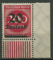 Deutsches Reich 1923 Freim. Walzendruck Unterrand 282 II W UR Ecke 4 Postfrisch - Unused Stamps