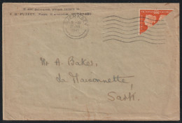 Guernsey, Chennel Islands, 1941, Bisected UK Stamp 218 On Cover - Besetzungen 1938-45
